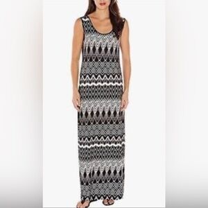 Mario Serrani Black and White Viscose Maxi Tank Dress